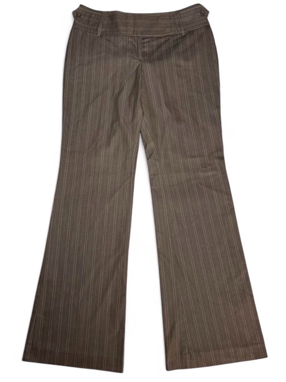 Body by Victoria Christie Fit Pant Brown Pinstripe Flare Y2K Office Siren 8 Tall